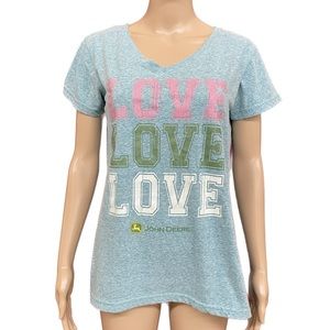 John Deere Glittery Love V-Neck Size Medium